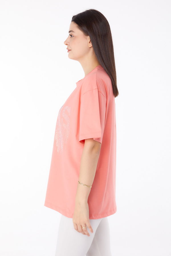 Taşlı T-shirt Kırmızı - 25698