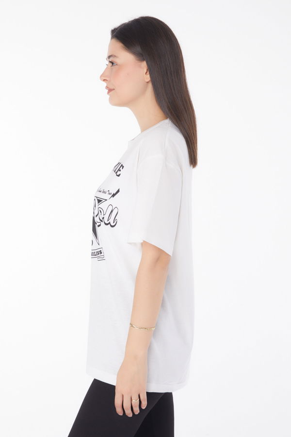 Baskılı T-shirt Beyaz - 25700