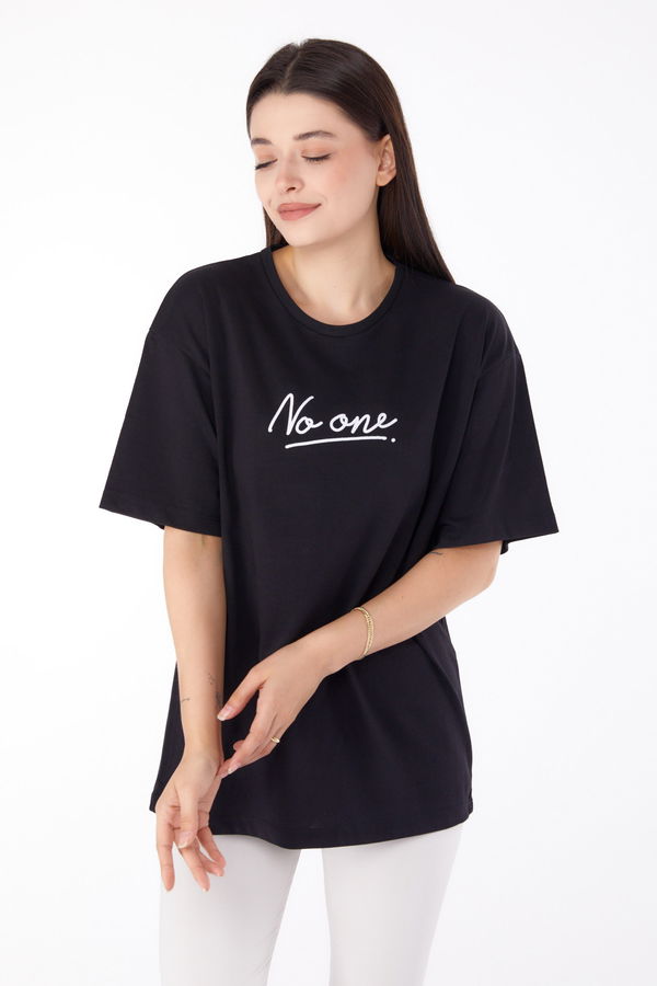 Baskılı T-shirt Siyah - 25703