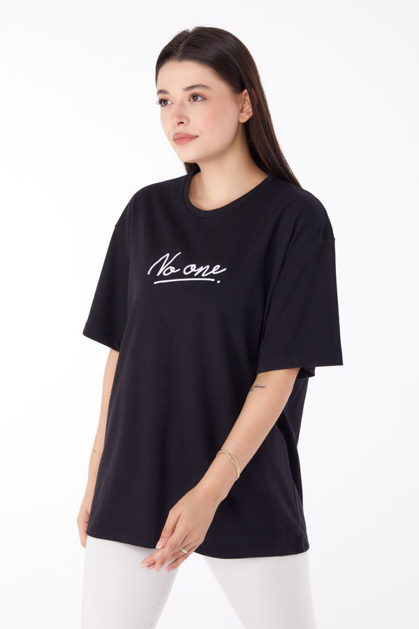 Baskılı T-shirt Siyah - 25703