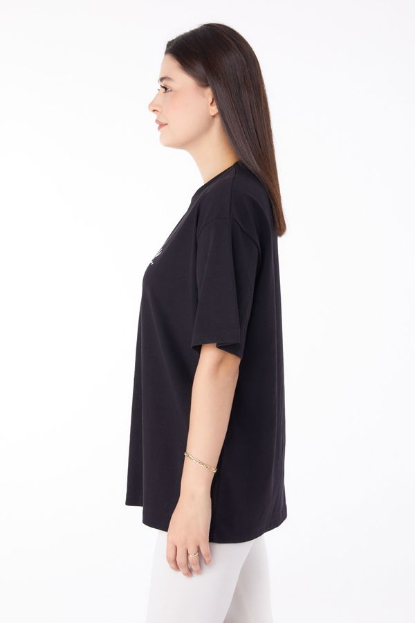Baskılı T-shirt Siyah - 25703