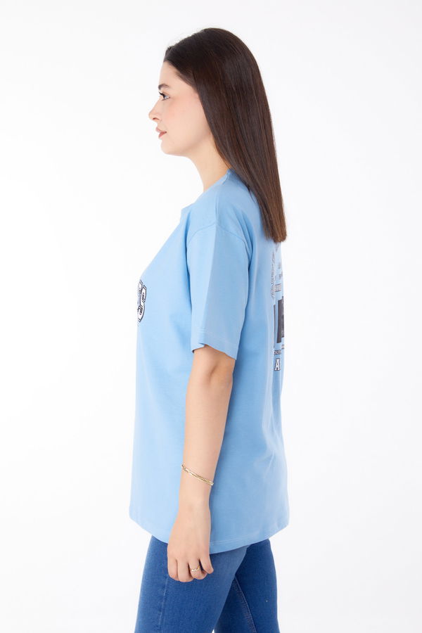 Baskılı T-shirt Mavi - 25704