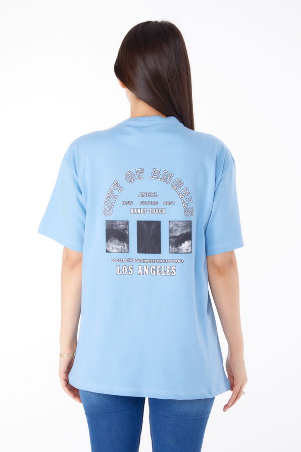 Baskılı T-shirt Mavi - 25704