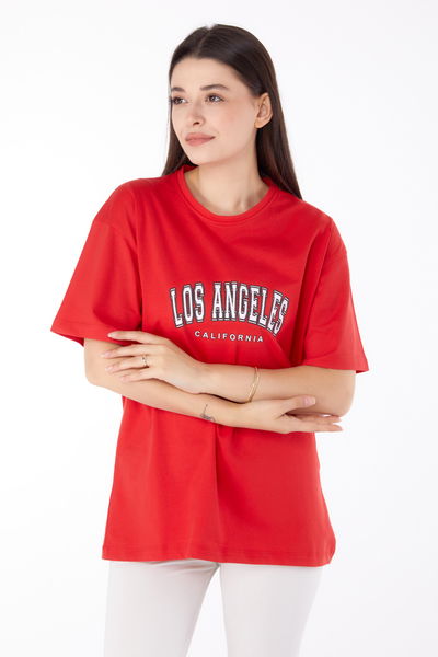 Baskılı T-shirt Kırmızı - 25704