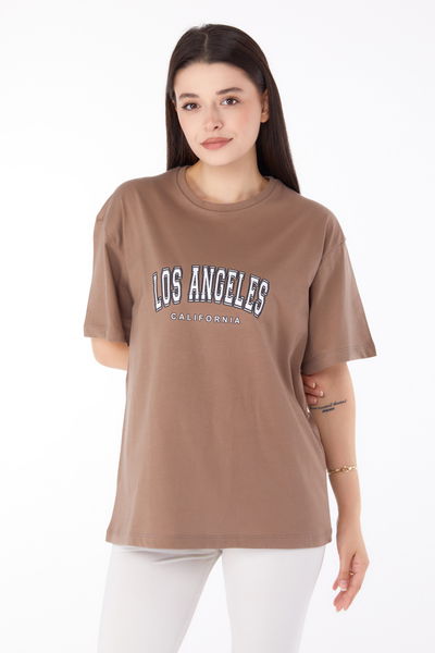 Baskılı T-shirt Vizon - 25704