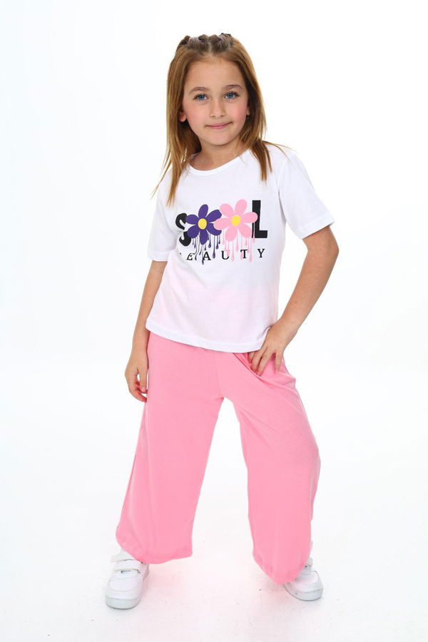 Kız Çocuk Pembe Baskılı İkili Takım - 25770 PEMBE