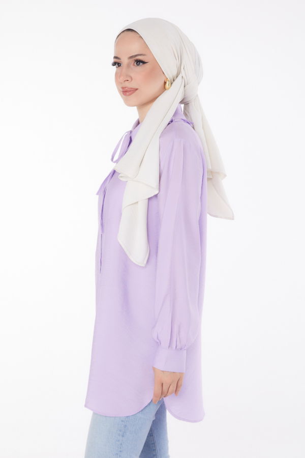 İp Detaylı Tunik Lila - 25835 LİLA