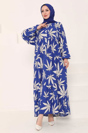 Desenli Düğmeli Elbise - 27038