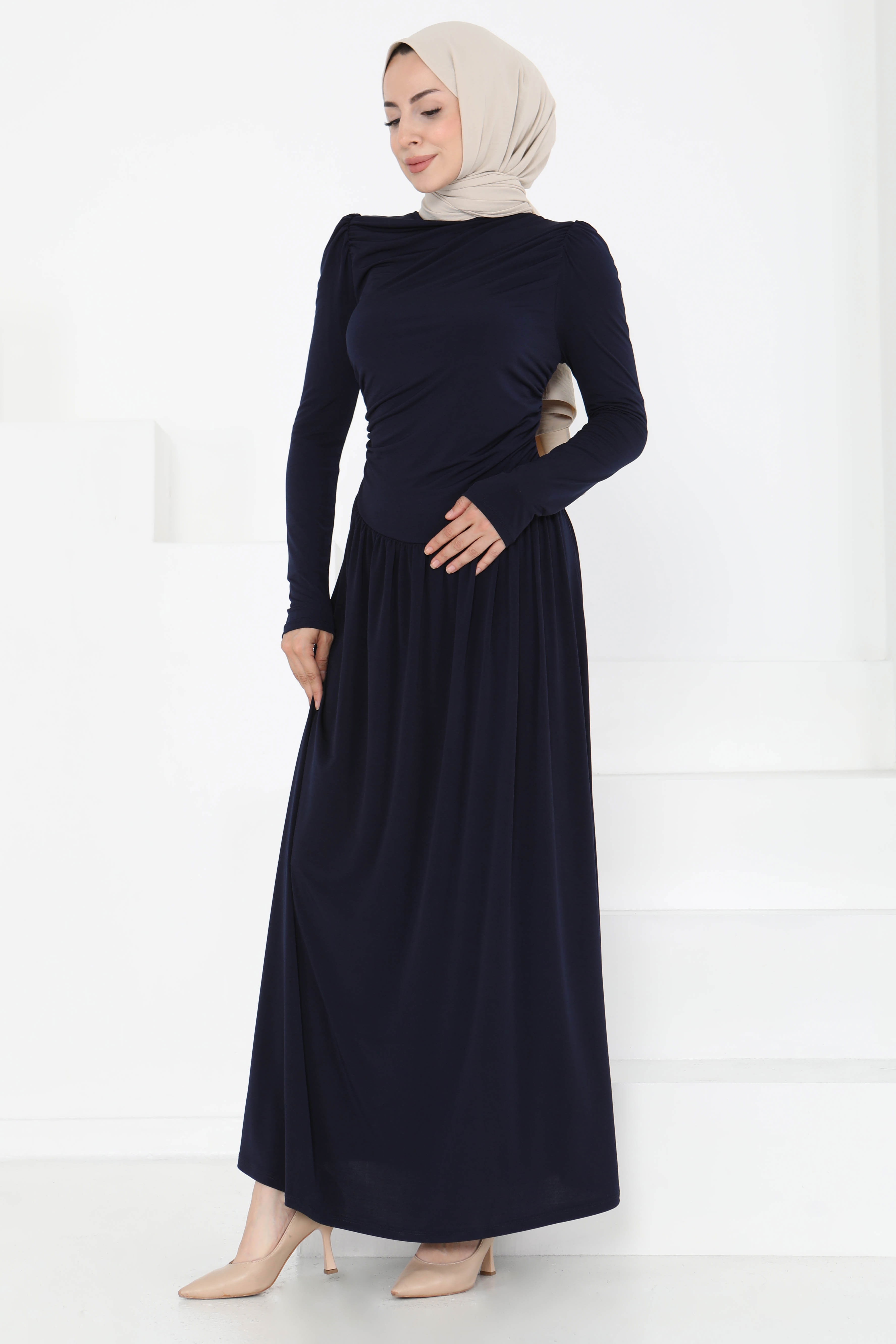 Büzgülü Elbise - 27254