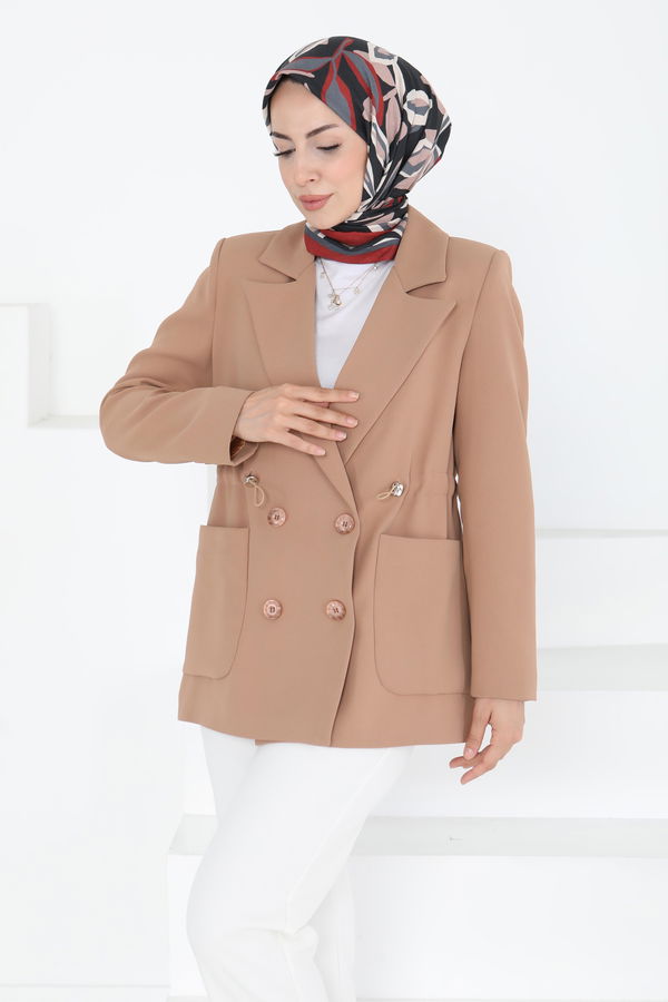 Düğmeli İpli Ceket - 27252