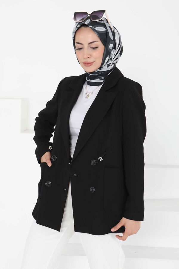 Düğmeli İpli Ceket - 27252