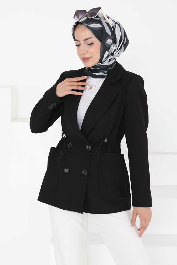 Düğmeli İpli Ceket - 27252