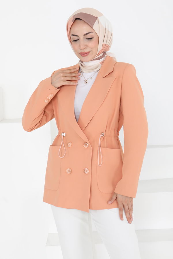 Düğmeli İpli Ceket - 27252