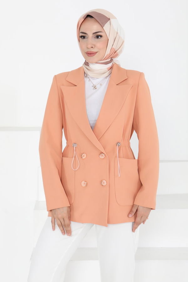Düğmeli İpli Ceket - 27252
