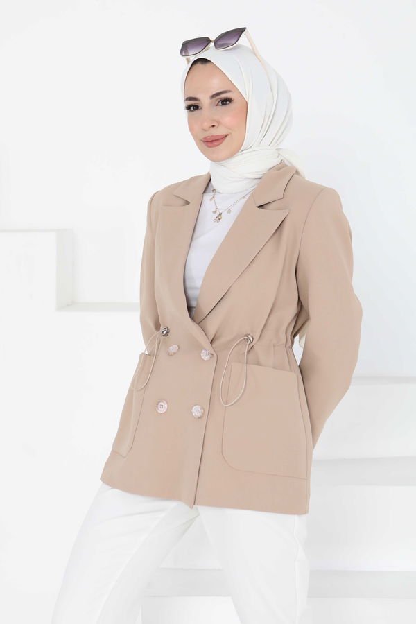 Düğmeli İpli Ceket - 27252