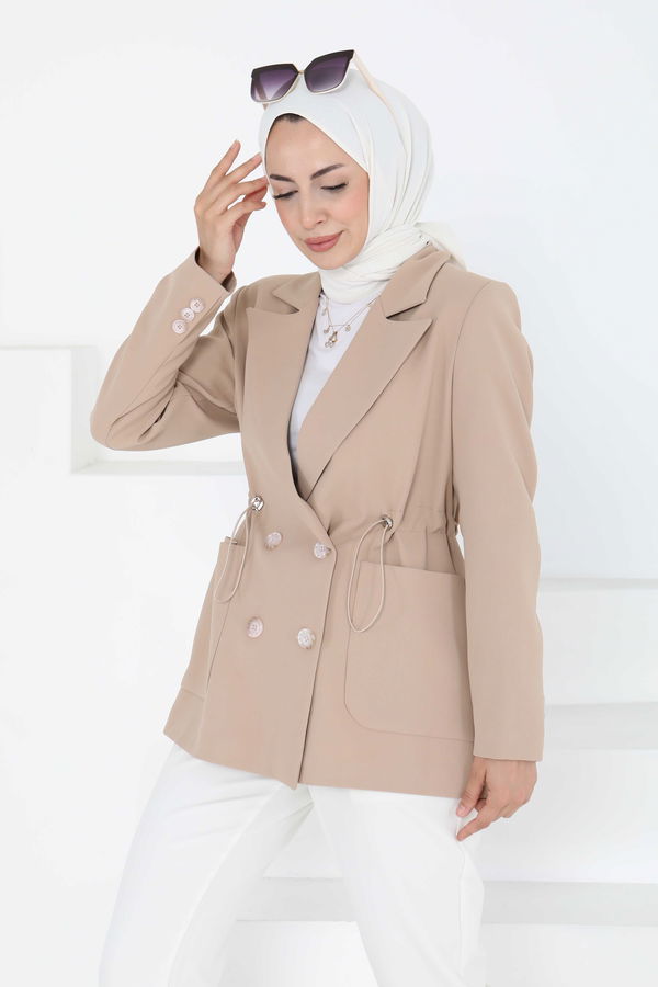 Düğmeli İpli Ceket - 27252
