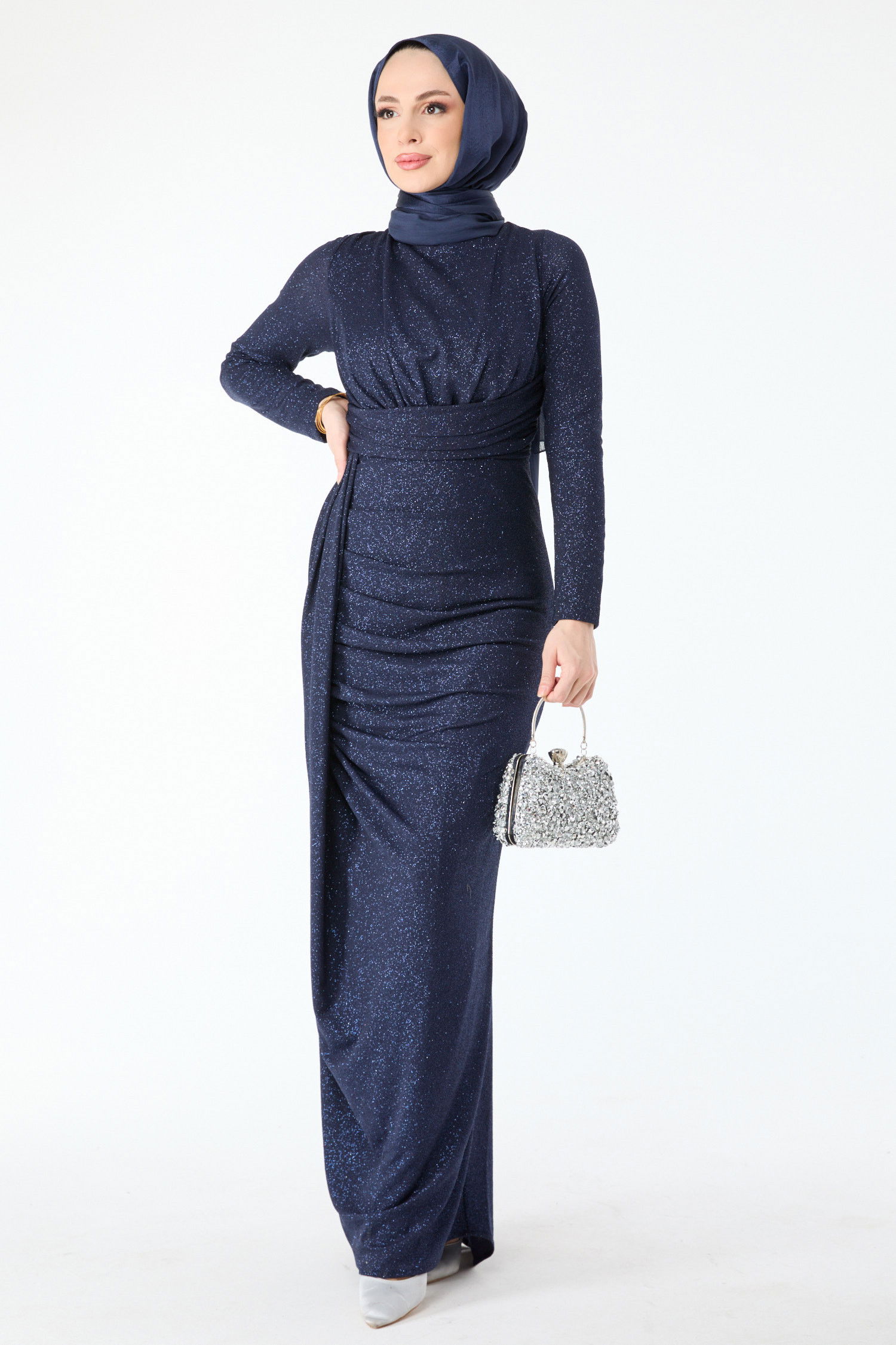 24397-LACIVERT Abiye Elbise LACİVERT