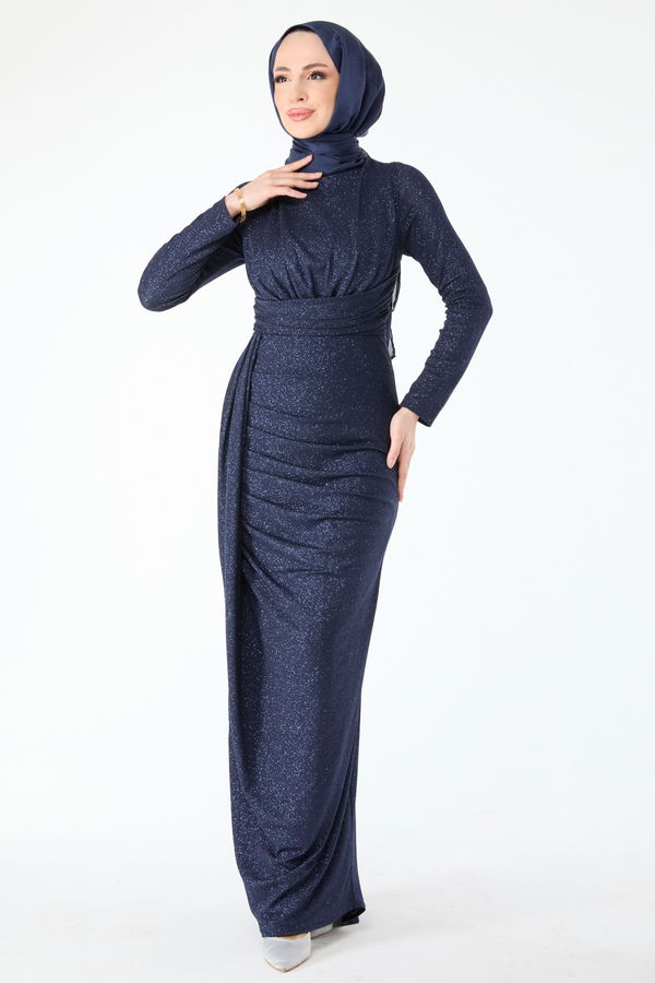 24397-LACIVERT Abiye Elbise LACİVERT