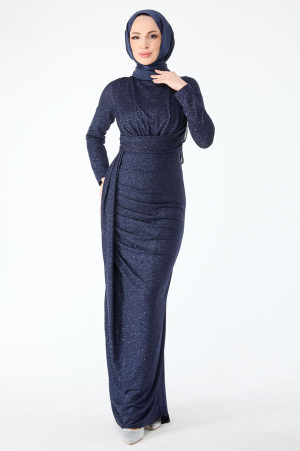24397-LACIVERT Abiye Elbise LACİVERT