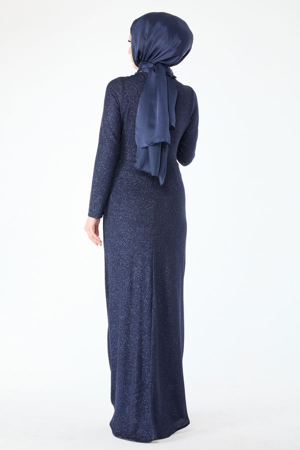 24397-LACIVERT Abiye Elbise LACİVERT