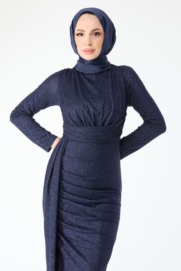 24397-LACIVERT Abiye Elbise LACİVERT