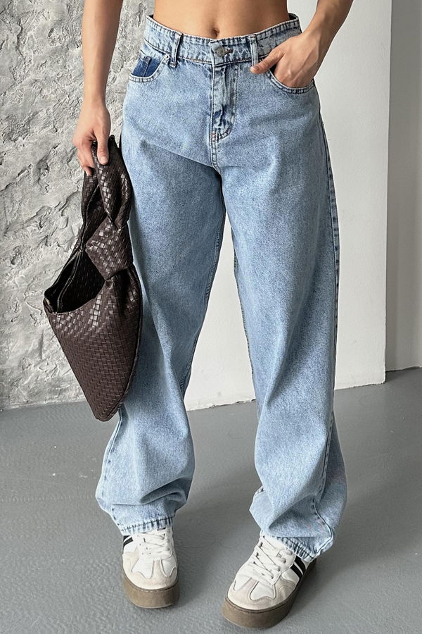 Kar Yıkamalı Baggy Kot Pantolon - 27269