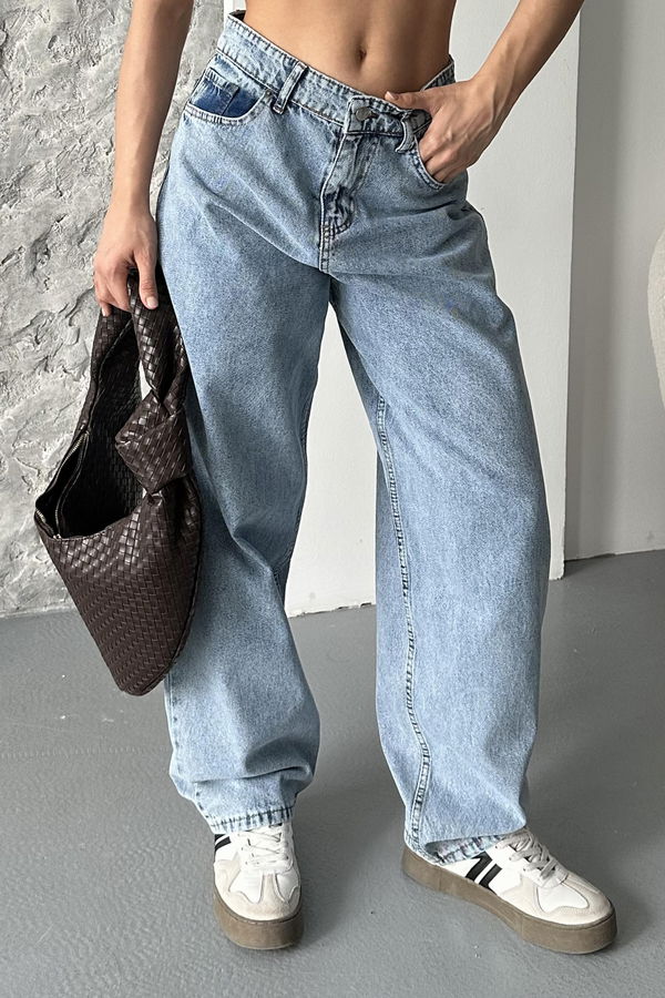 Kar Yıkamalı Baggy Kot Pantolon - 27269