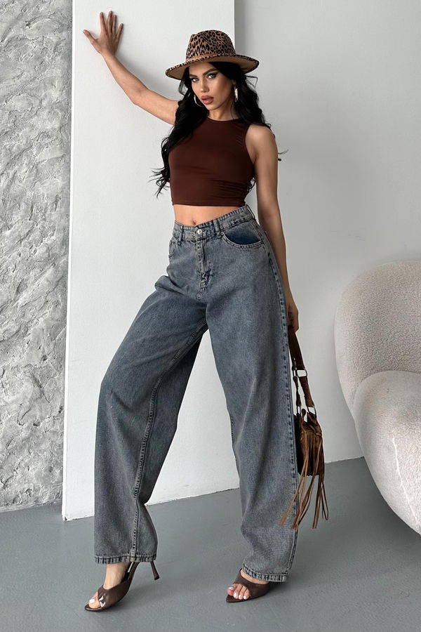 Kar Yıkamalı Baggy Kot Pantolon - 27269