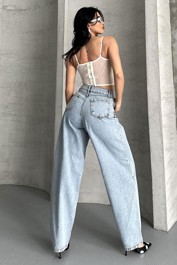 Kar Yıkamalı Baggy Kot Pantolon - 27269