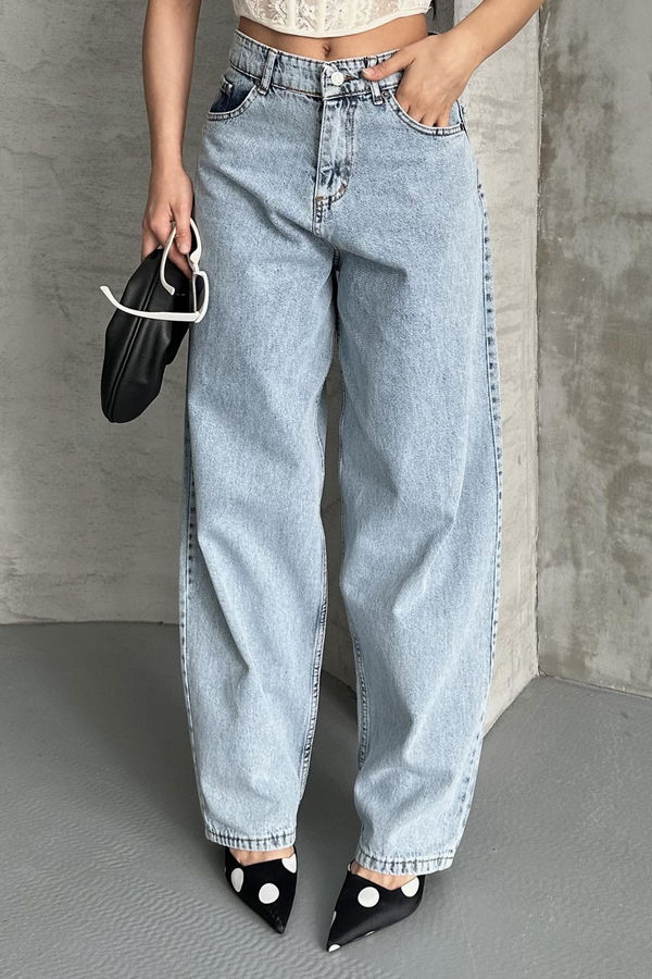 Kar Yıkamalı Baggy Kot Pantolon - 27269