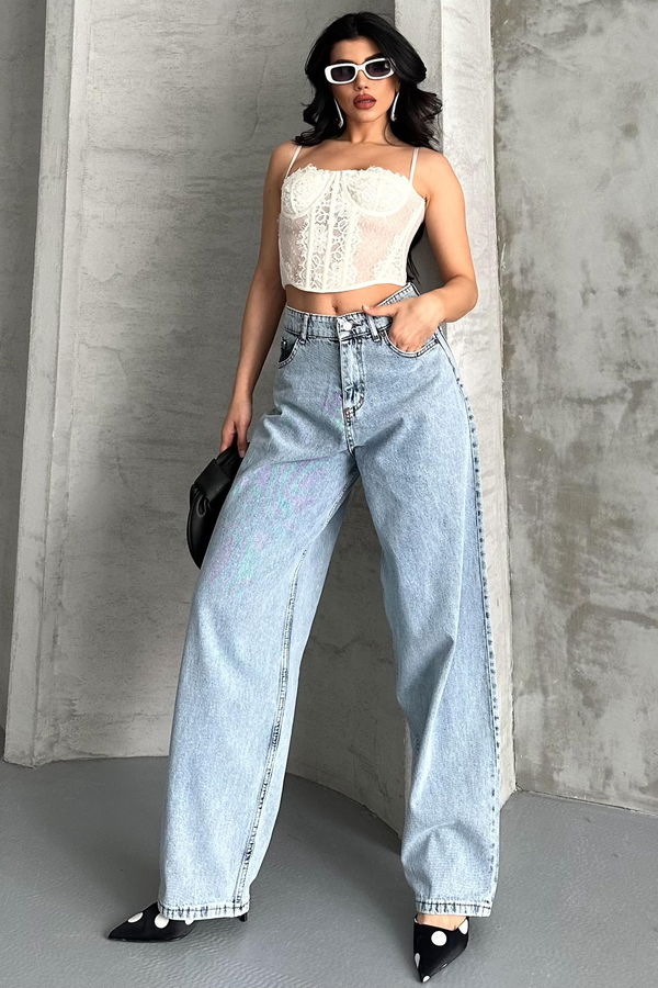 Kar Yıkamalı Baggy Kot Pantolon - 27269