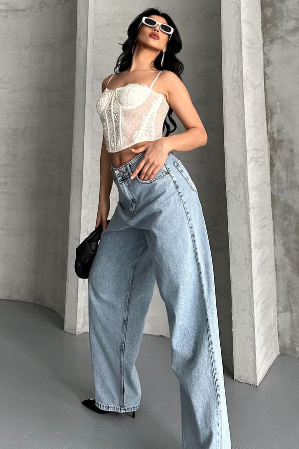 Kar Yıkamalı Baggy Kot Pantolon - 27269