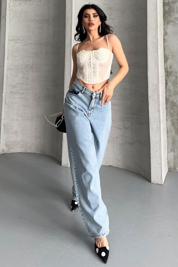 Kar Yıkamalı Baggy Kot Pantolon - 27269