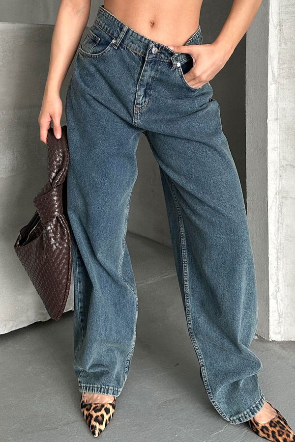 Kar Yıkamalı Baggy Kot Pantolon - 27269