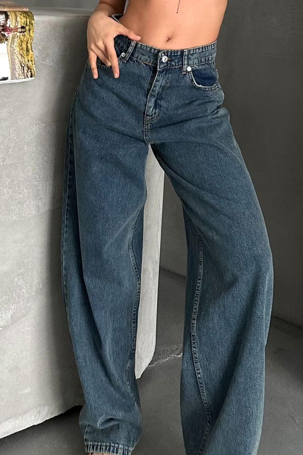 Kar Yıkamalı Baggy Kot Pantolon - 27269