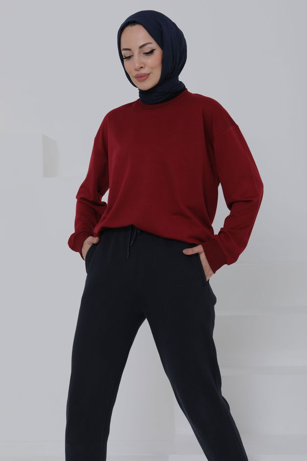 Kadın Bisiklet Yaka Oversize Sweatshirt - 26567