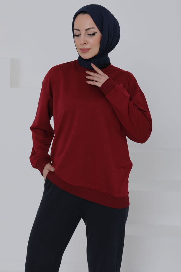 Kadın Bisiklet Yaka Oversize Sweatshirt - 26567