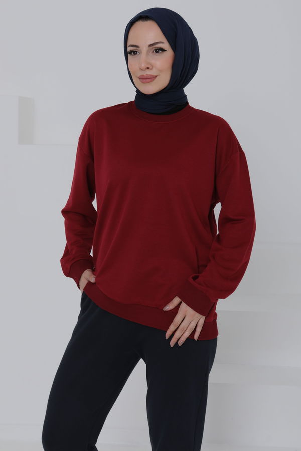 Kadın Bisiklet Yaka Oversize Sweatshirt - 26567