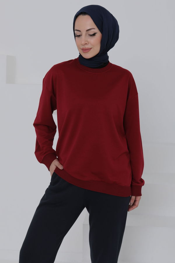 Kadın Bisiklet Yaka Oversize Sweatshirt - 26567