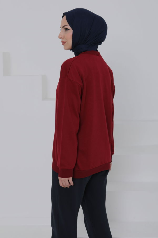 Kadın Bisiklet Yaka Oversize Sweatshirt - 26567