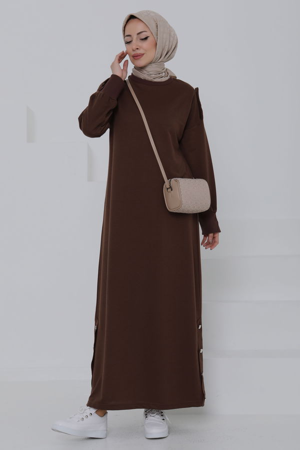 Düğme Detaylı Elbise - 27045
