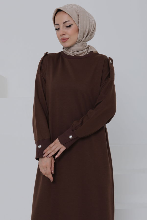Düğme Detaylı Elbise - 27045