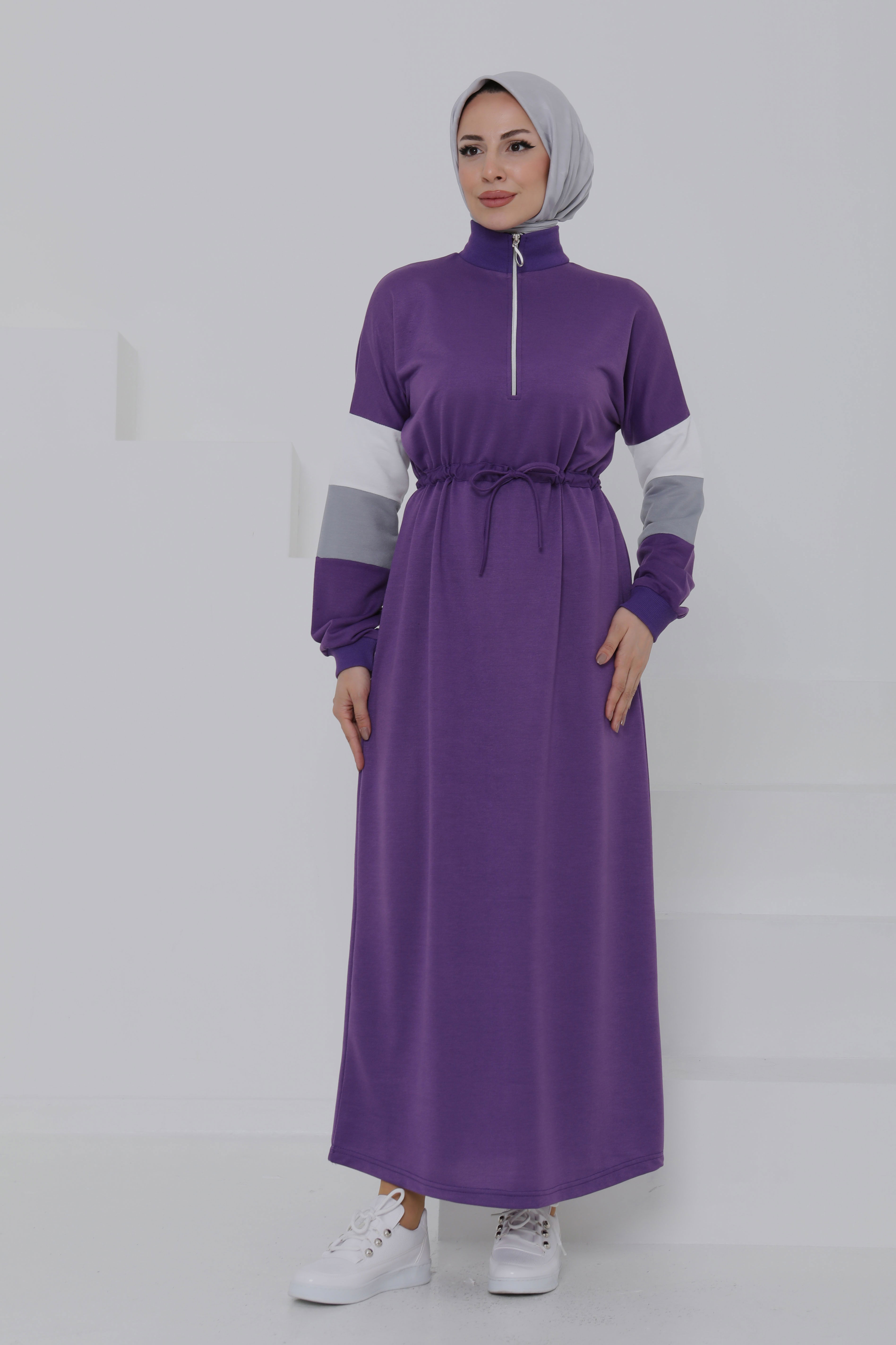 Garnili Fermuarlı Elbise - 27047