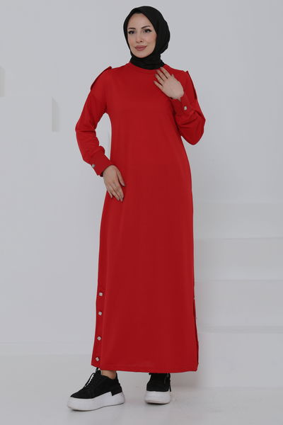 Düğme Detaylı Elbise - 27045
