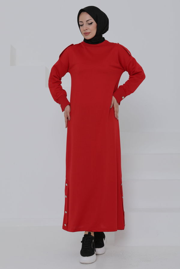 Düğme Detaylı Elbise - 27045