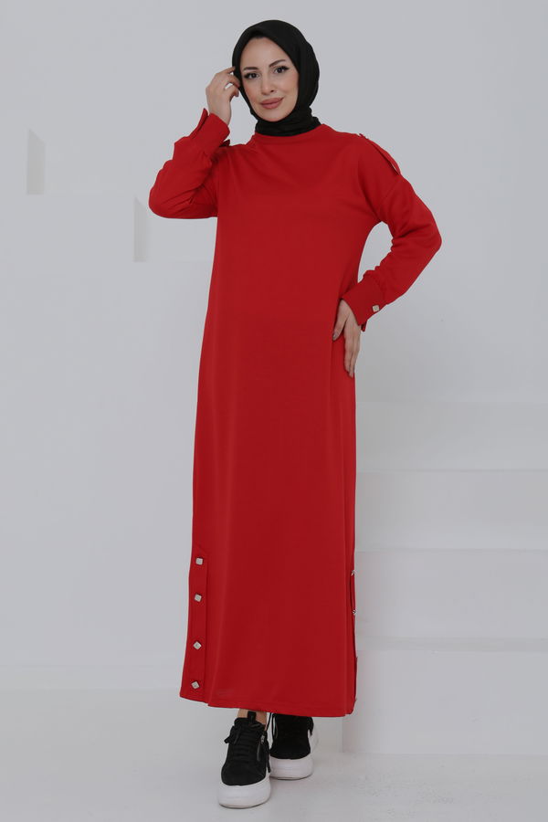 Düğme Detaylı Elbise - 27045