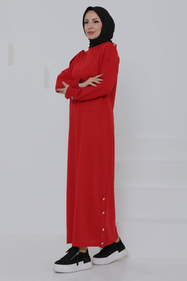 Düğme Detaylı Elbise - 27045