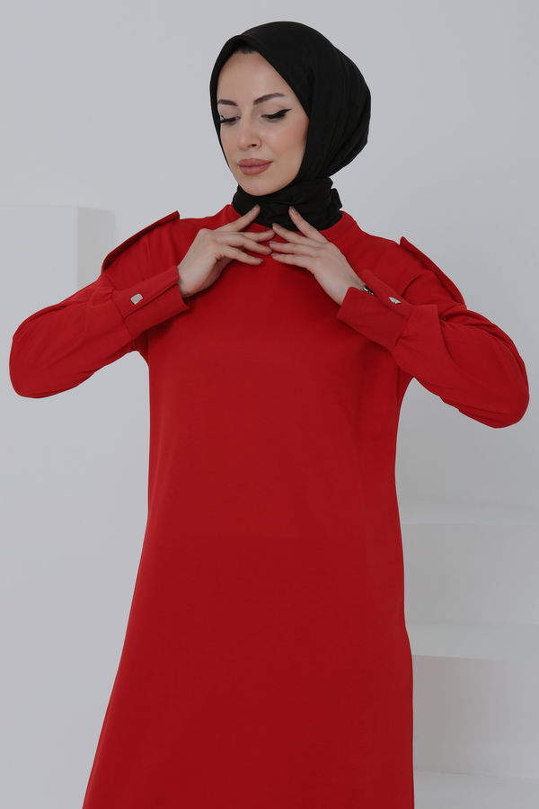 Düğme Detaylı Elbise - 27045