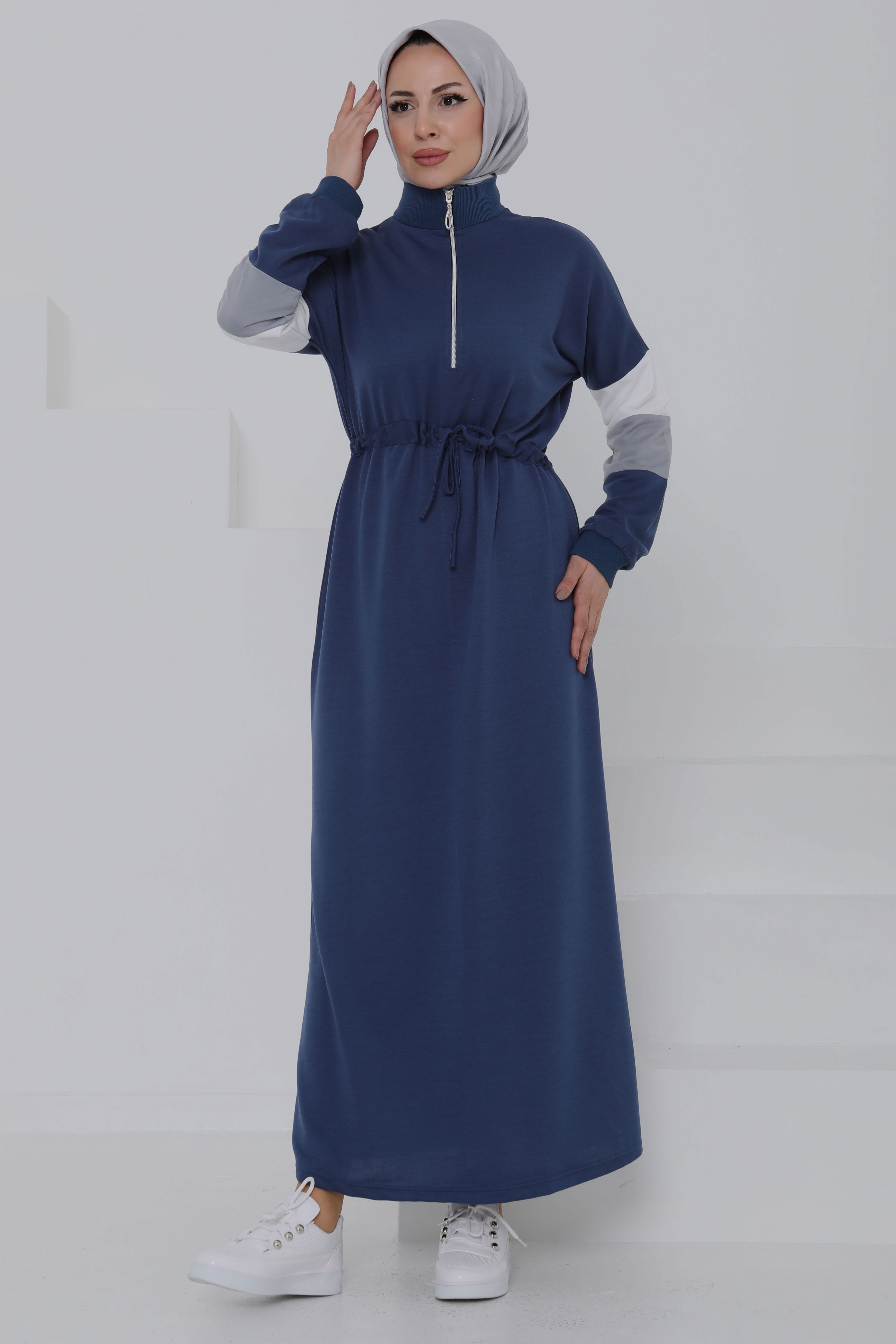 Garnili Fermuarlı Elbise - 27047