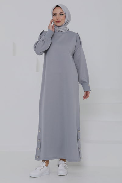 Düğme Detaylı Elbise - 27045